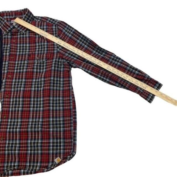 Carhartt Shirt Mens XL Red Plaid Oxford Relaxed Fit Button Up Long Sleeve Twill - Picture 11 of 11